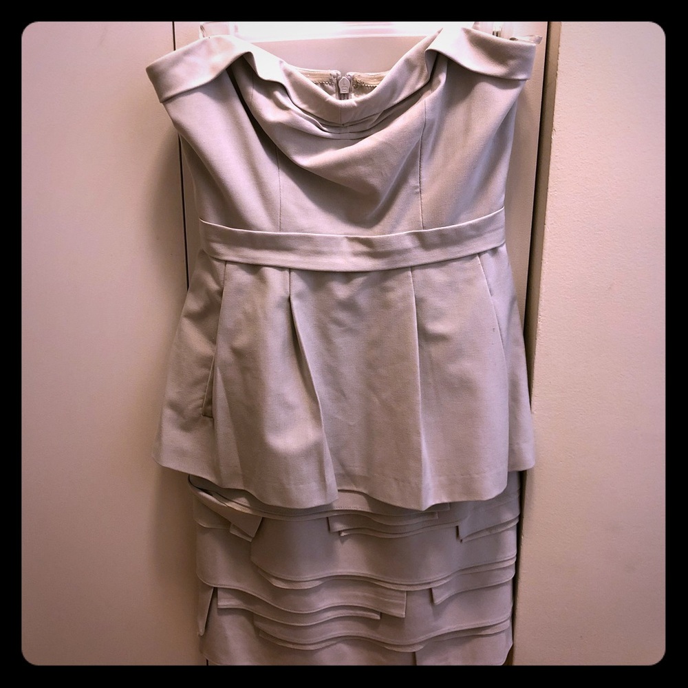BCBG Maxazria slate blue layered cocktail dress